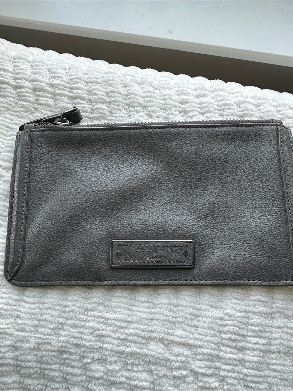 Liebeskind Gray Leather Zip Pouch